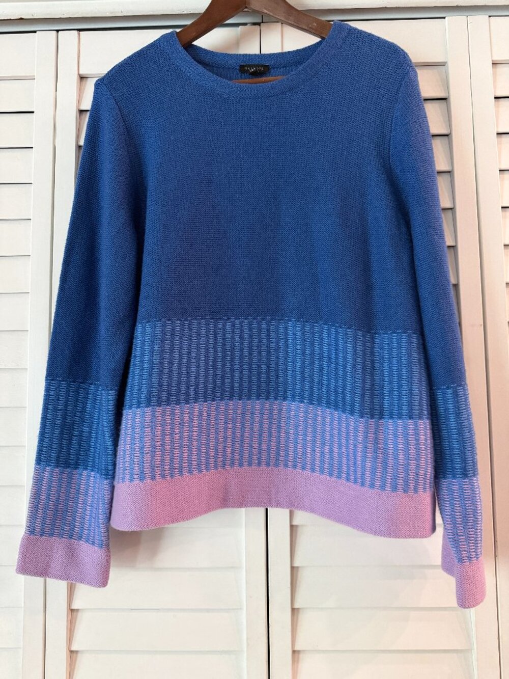 Plaited Stripe Crewneck Sweater
